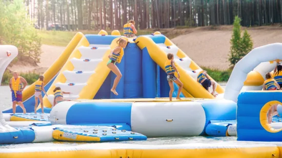 Big Aquapark Inflatable Water Park Design by Bounica 150 People Water Trampoline Park